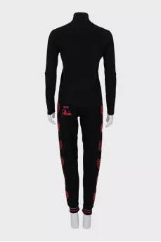 Knitted suit decorated with rhinestones