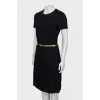 Wool dress with gold belt