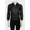 High neck leather jacket