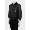 High neck leather jacket
