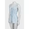 Floral denim romper