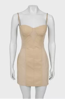 Beige corset mini dress