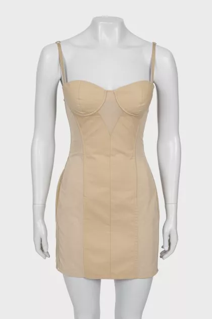 Beige corset mini dress