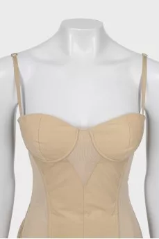 Beige corset mini dress