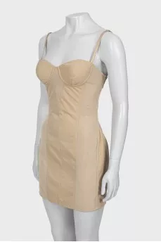 Beige corset mini dress