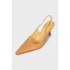 Embossed leather slingbacks