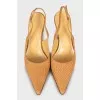 Embossed leather slingbacks