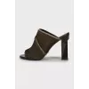 Green short pile sandals