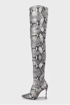 Animal print over the knee boots