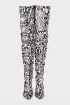 Animal print over the knee boots