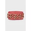 Leather bracelet decorated with chain