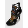 beaded print sandals