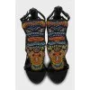 beaded print sandals