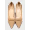 Beige patent leather stiletto heels