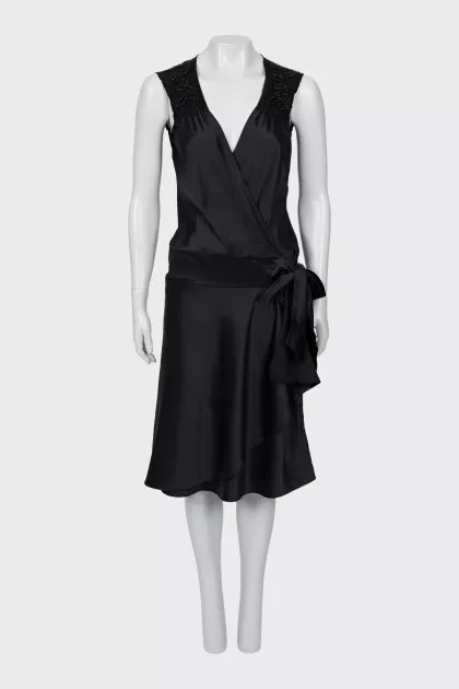 Silk wrap dress with decor