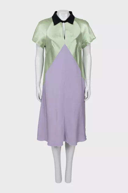 Mixed color silk dress