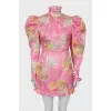 Silk dress with voluminous sleeves