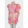 Silk dress with voluminous sleeves