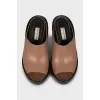Leather high wedge sandals