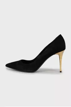 Suede shoes with gold heels
