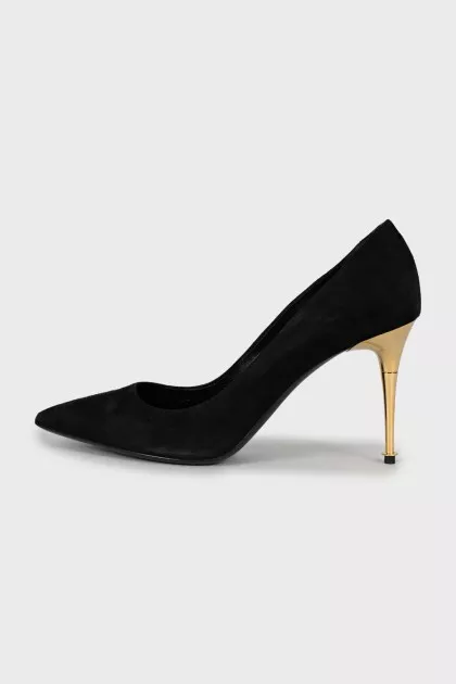 Suede shoes with gold heels