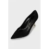 Suede shoes with gold heels
