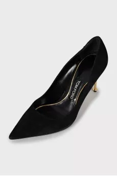 Suede shoes with gold heels