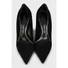 Suede shoes with gold heels