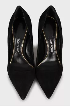 Suede shoes with gold heels