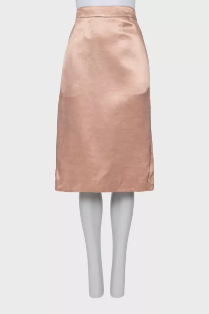 Beige midi skirt with pockets