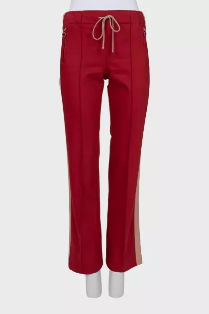 Combined color trousers with stripes