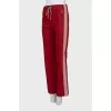 Combined color trousers with stripes
