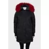 Black parka with red fur
