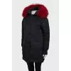 Black parka with red fur