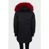 Black parka with red fur