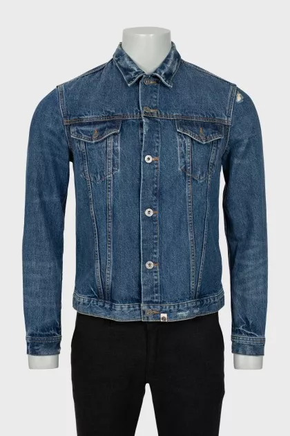 Men's distressed denim jacket