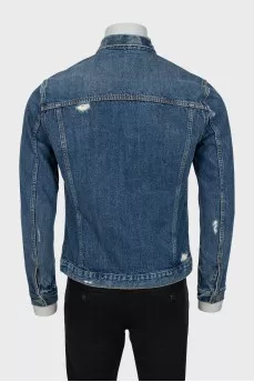 Men's distressed denim jacket