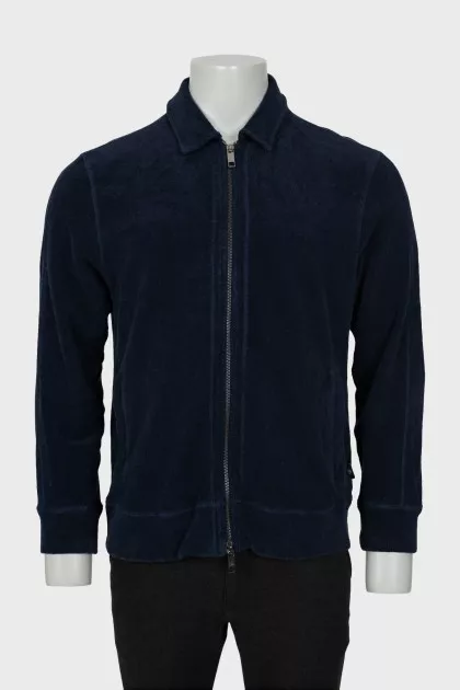 Men's blue cardigan with zipper