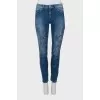Mid-rise printed jeans
