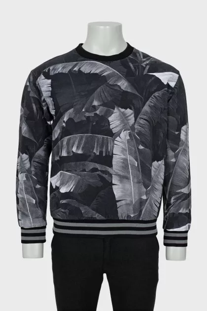 Men's sweatshirt in black and white print
