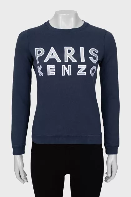 Blue sweatshirt with signature print