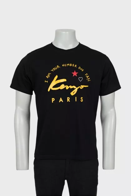Men's black T-shirt with print