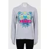 Gray sweatshirt with signature print