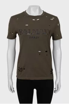 Green T-shirt with brand logo