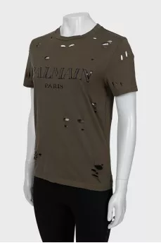 Green T-shirt with brand logo
