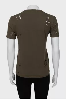 Green T-shirt with brand logo