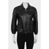 Leather jacket with gold zipper