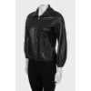 Leather jacket with gold zipper