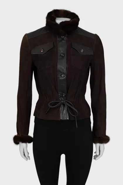 Suede jacket decorated with fur