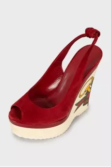 Printed wedge sandals